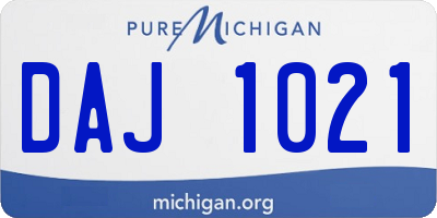 MI license plate DAJ1021