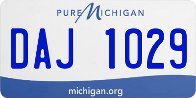 MI license plate DAJ1029