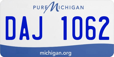 MI license plate DAJ1062