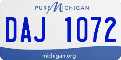 MI license plate DAJ1072