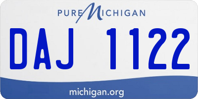 MI license plate DAJ1122