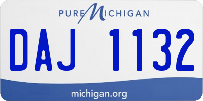 MI license plate DAJ1132