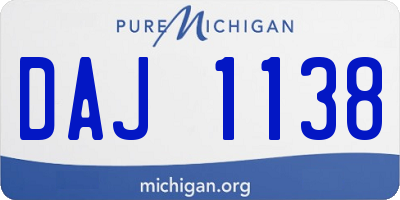 MI license plate DAJ1138