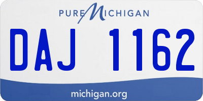 MI license plate DAJ1162