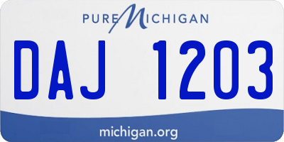 MI license plate DAJ1203