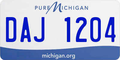 MI license plate DAJ1204