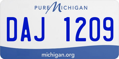 MI license plate DAJ1209