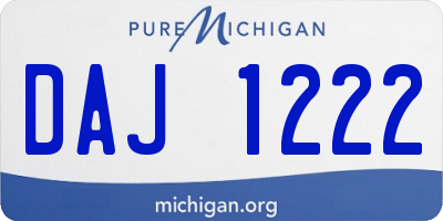 MI license plate DAJ1222