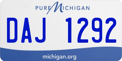 MI license plate DAJ1292