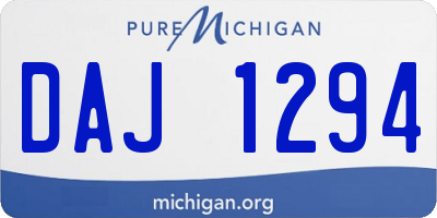 MI license plate DAJ1294