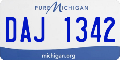 MI license plate DAJ1342