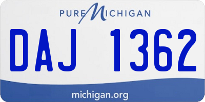 MI license plate DAJ1362