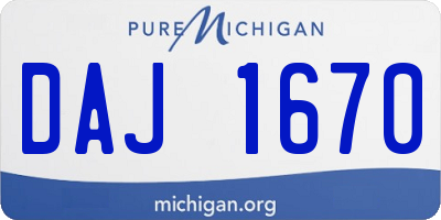 MI license plate DAJ1670