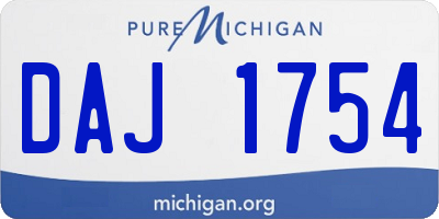 MI license plate DAJ1754