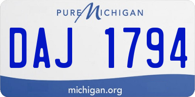 MI license plate DAJ1794