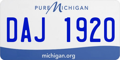 MI license plate DAJ1920