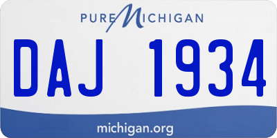 MI license plate DAJ1934