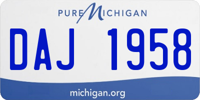 MI license plate DAJ1958