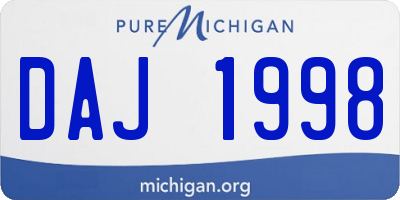 MI license plate DAJ1998
