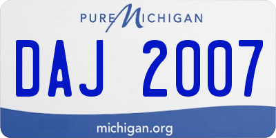 MI license plate DAJ2007