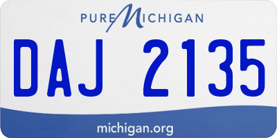 MI license plate DAJ2135