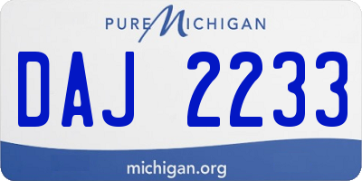 MI license plate DAJ2233