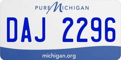 MI license plate DAJ2296