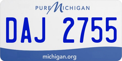 MI license plate DAJ2755