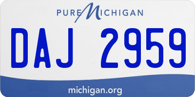 MI license plate DAJ2959