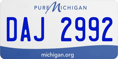 MI license plate DAJ2992