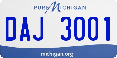 MI license plate DAJ3001
