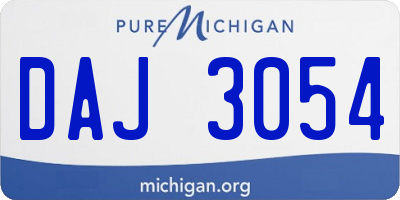 MI license plate DAJ3054