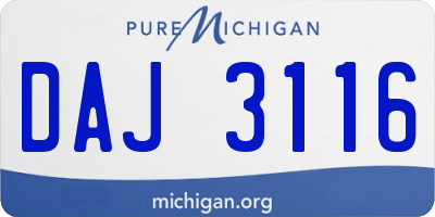 MI license plate DAJ3116