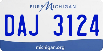 MI license plate DAJ3124
