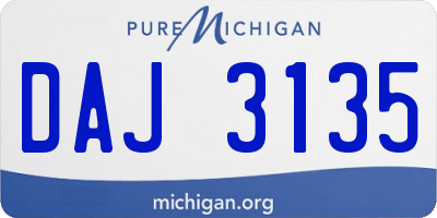 MI license plate DAJ3135