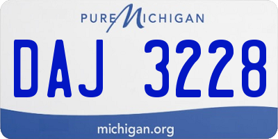 MI license plate DAJ3228