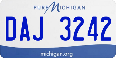 MI license plate DAJ3242