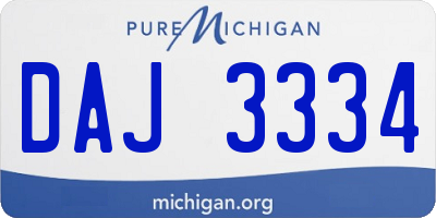 MI license plate DAJ3334