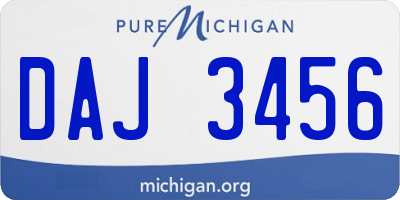 MI license plate DAJ3456