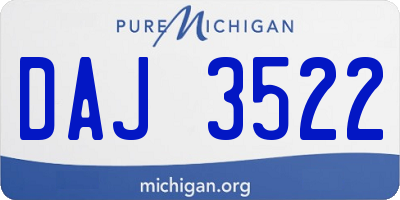 MI license plate DAJ3522