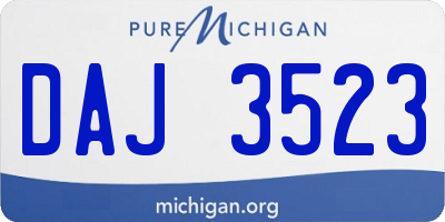 MI license plate DAJ3523