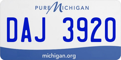 MI license plate DAJ3920