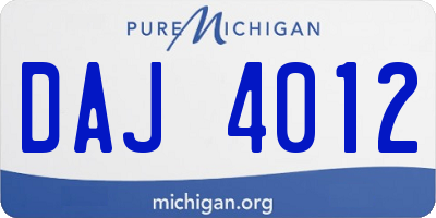 MI license plate DAJ4012