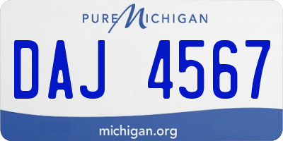 MI license plate DAJ4567