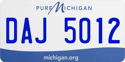 MI license plate DAJ5012