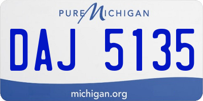 MI license plate DAJ5135