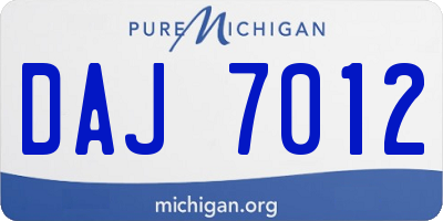 MI license plate DAJ7012