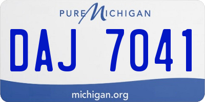 MI license plate DAJ7041