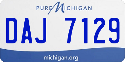 MI license plate DAJ7129