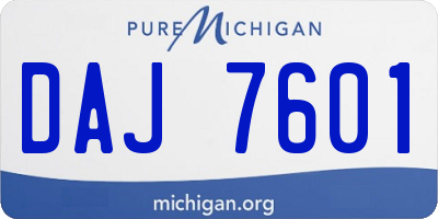 MI license plate DAJ7601